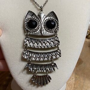 Silver Owl Pendant Necklace